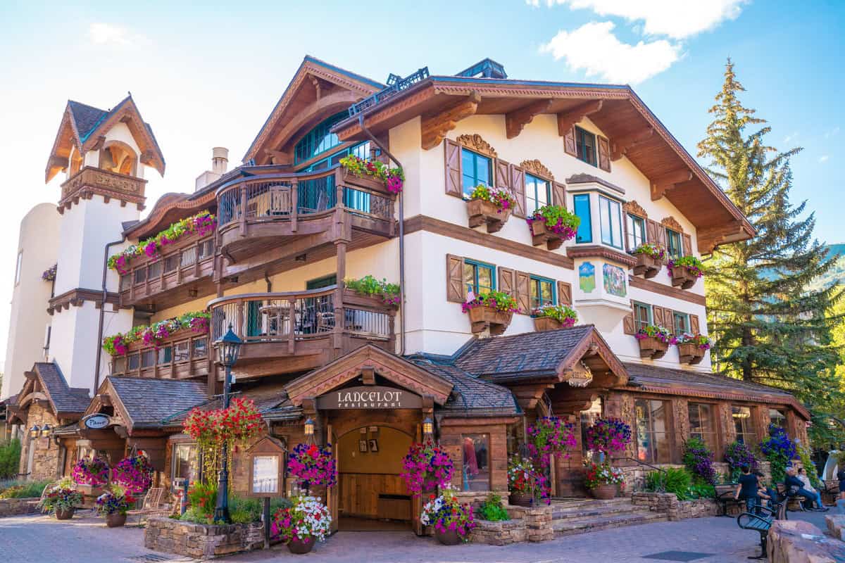 Charming alpine-style building adorned