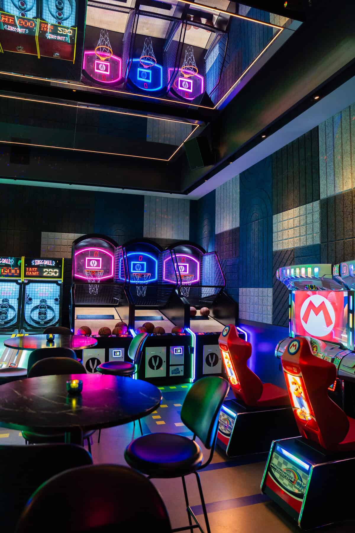 Vibrant arcade room