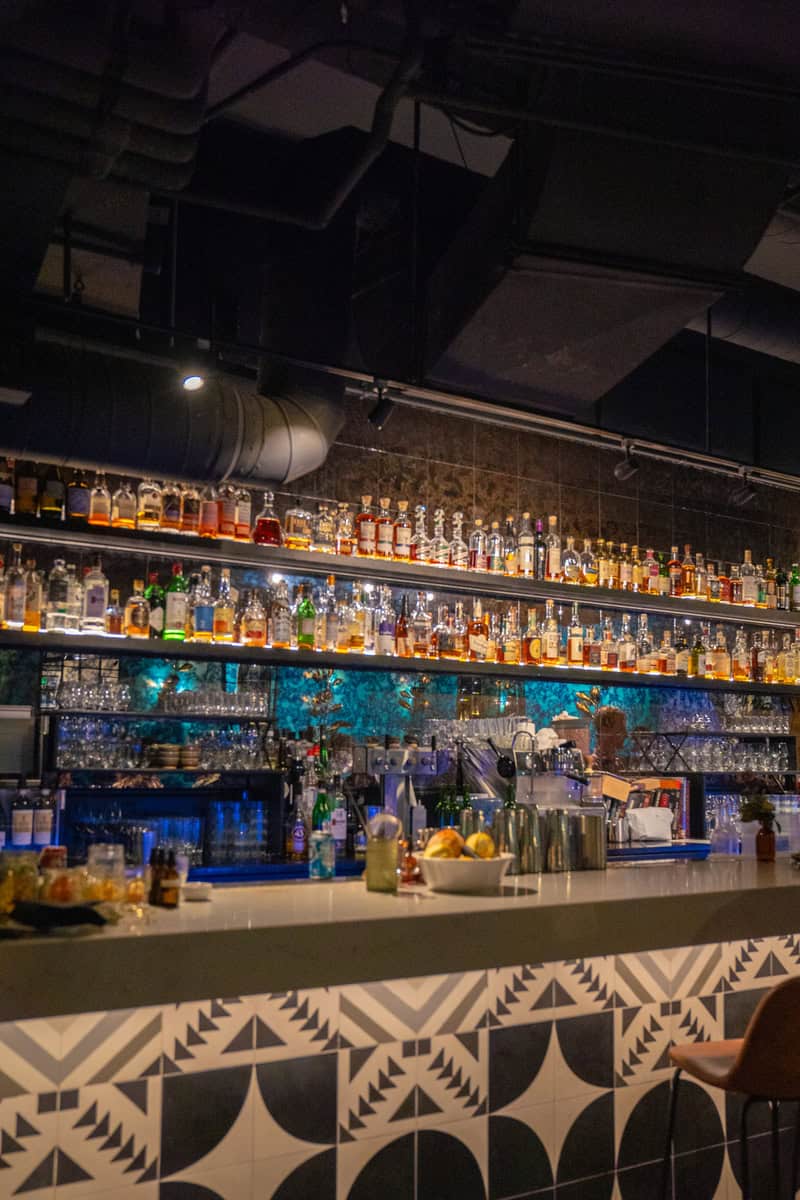 Dimly lit bar interior