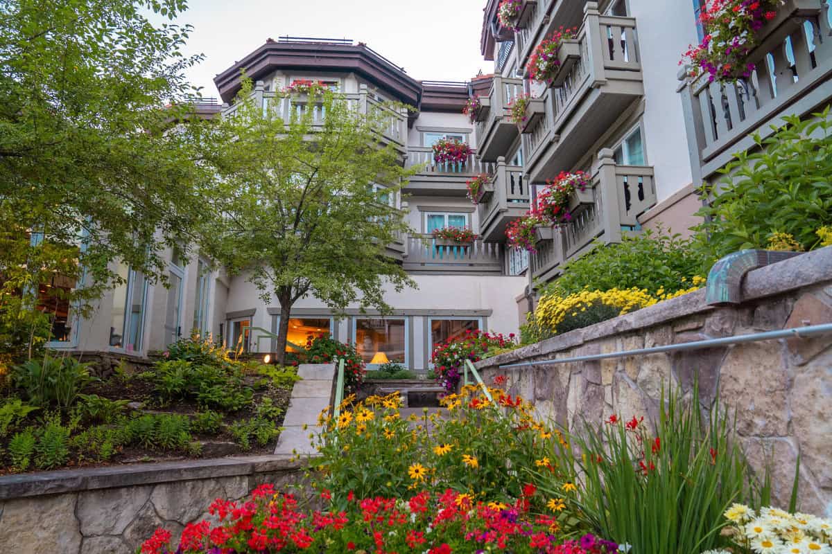 A charming multi-story house adorned