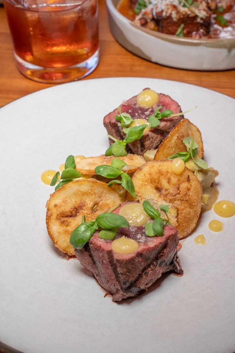 Plated steak