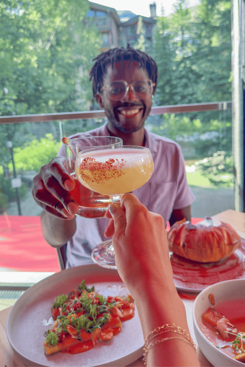 People toasting over a table