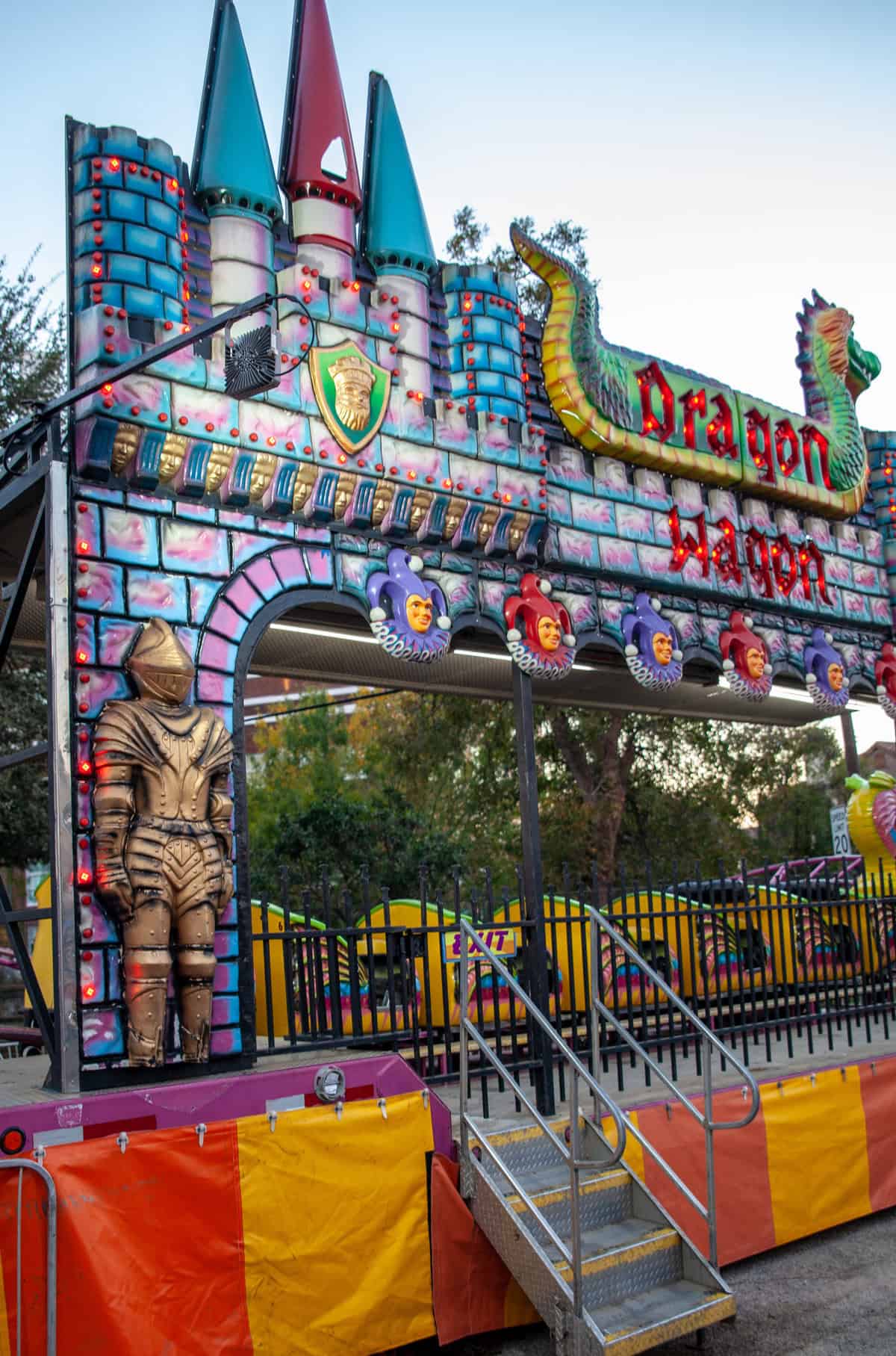 Colorful carnival ride entrance