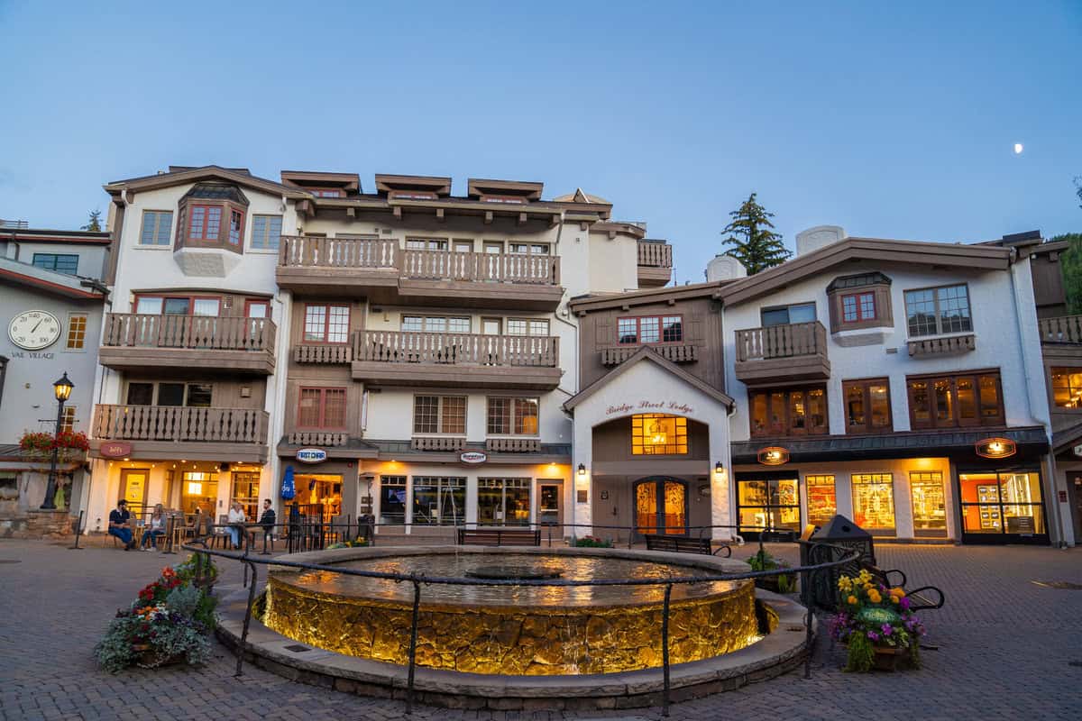 Twilight over a charming multi-story building