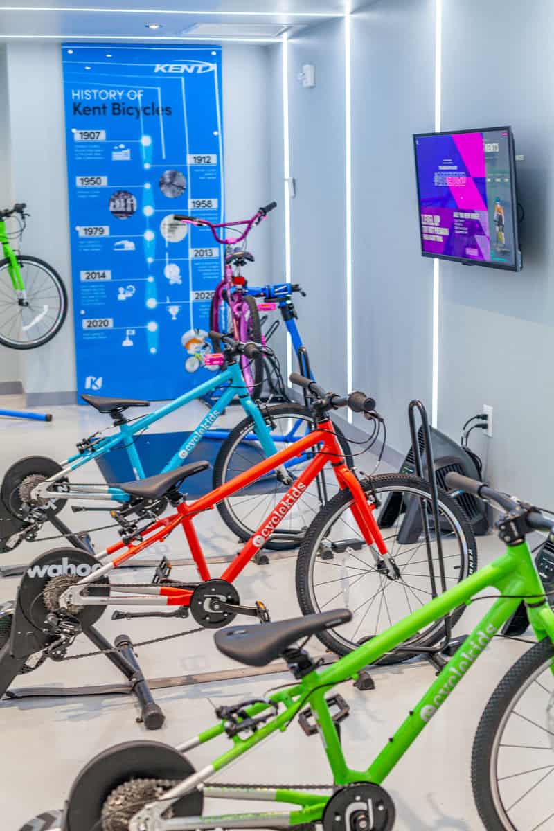 Showroom with colorful bicycles