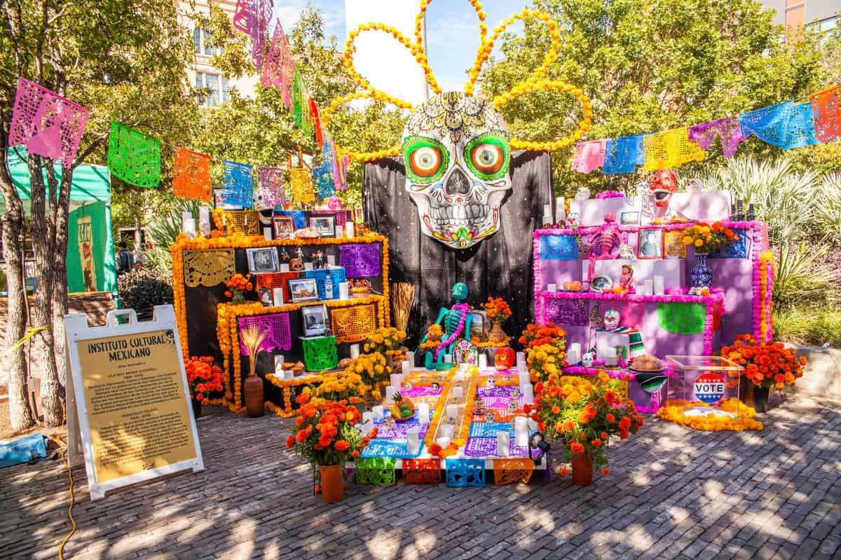 Vibrant Day of the Dead altar