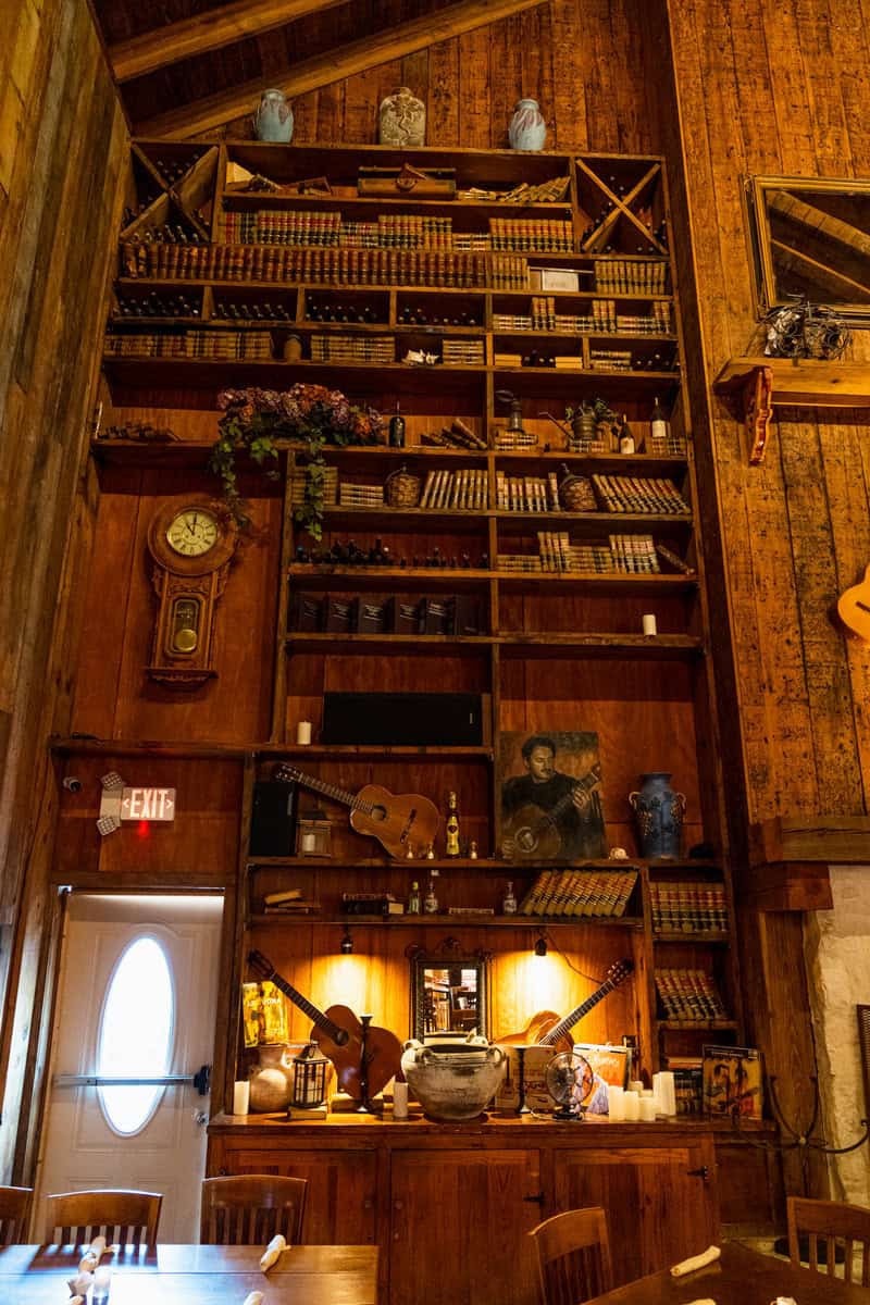 Rustic room with a tall bookshelf