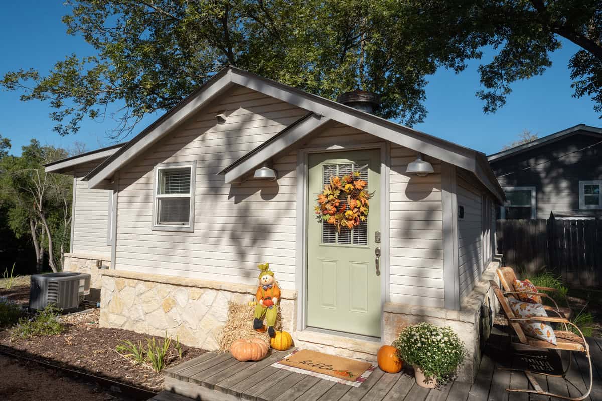 Small house with fall decorations