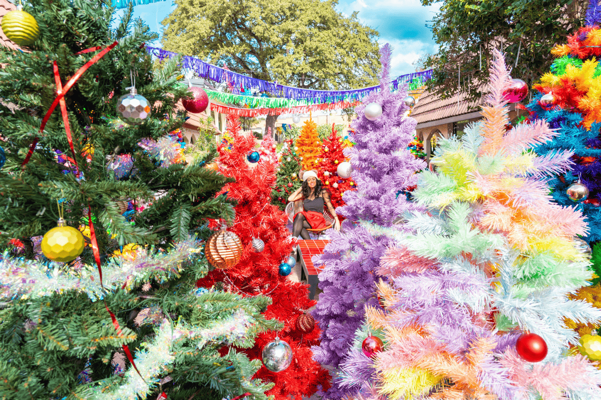 Colorful Christmas trees