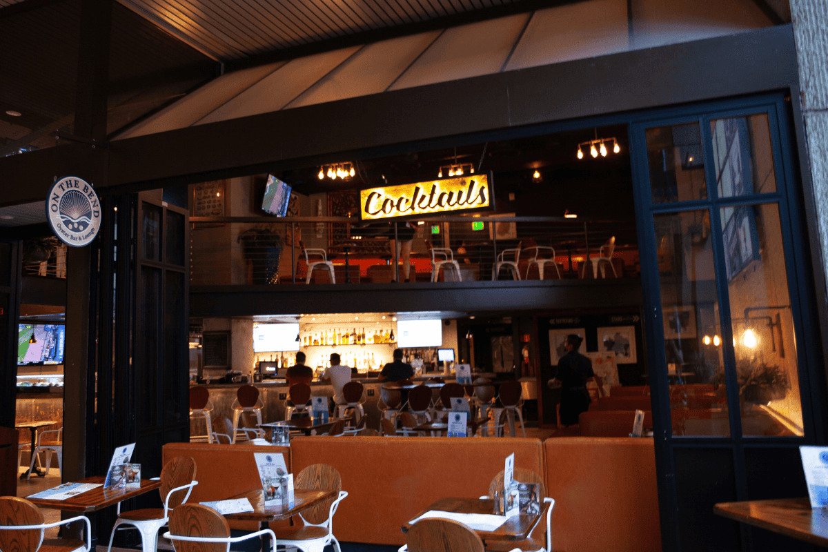 Interior of a dimly lit restaurant