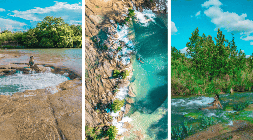 views of a tranquil river, flowing water, and a person