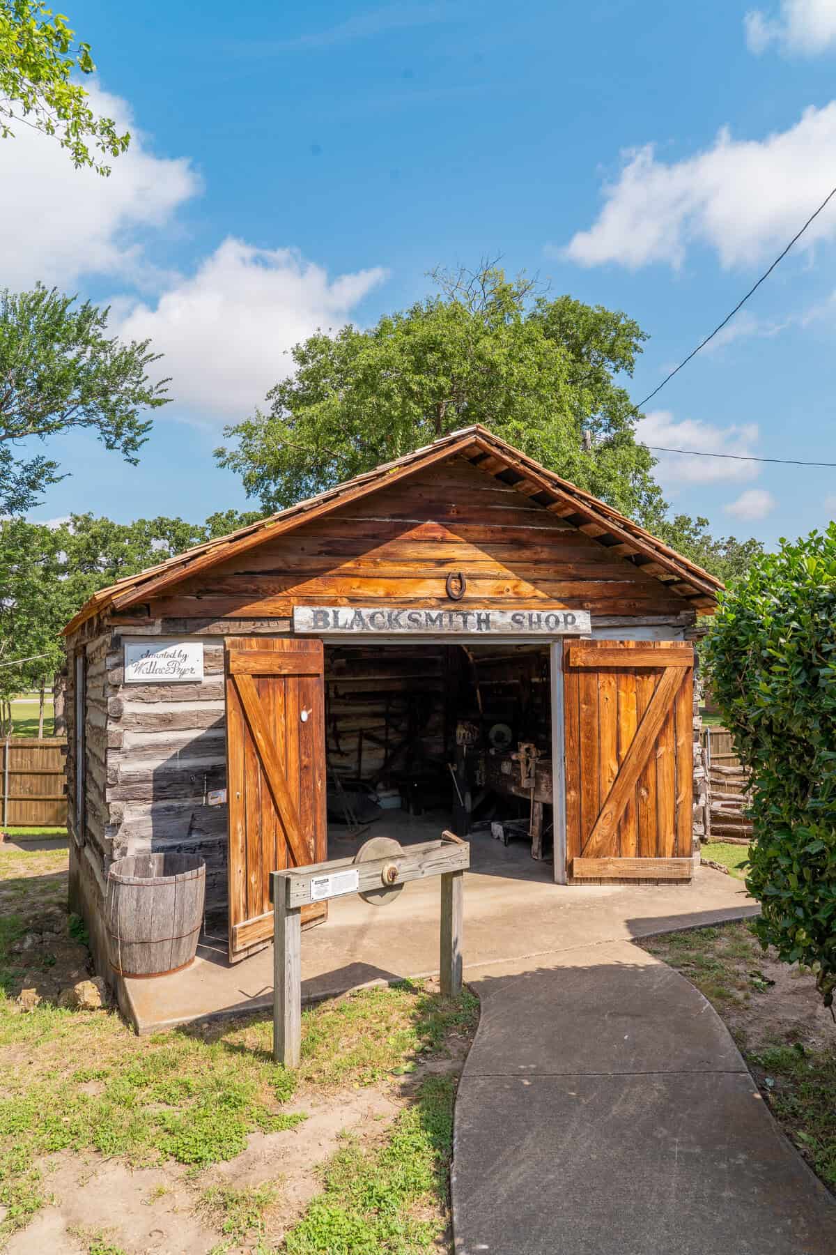 historical spot in corsicana texas - pioneer village's black smith shop