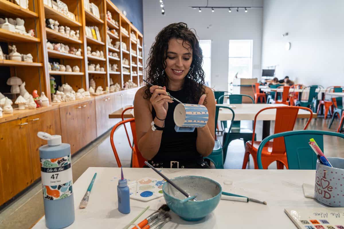 Painting pottery at Color Me Mine in Shenandoah