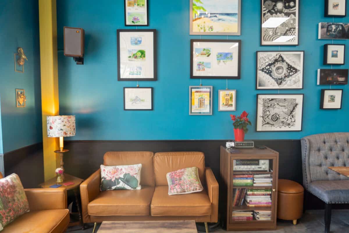 Cozy seating area at Knead Me Bakery in Shenandoah