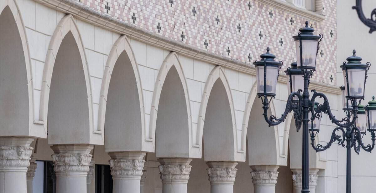 Walking through the Italian-inspired arches at Portofino Shopping Center