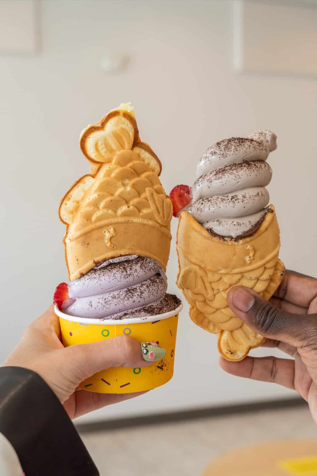 Taiyaki soft serve desserts at SomiSomi