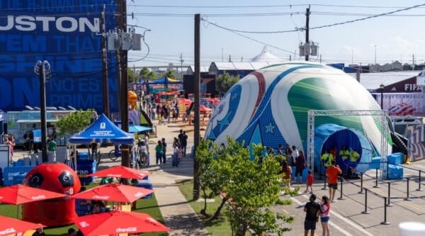 Houston FIFA Fan Festival soft opening with fan activities and World Cup installations