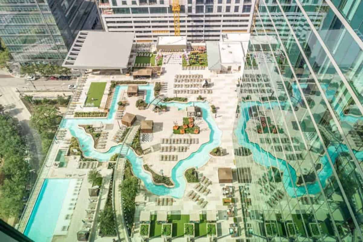Texas-shaped lazy river at Marriott Marquis Houston