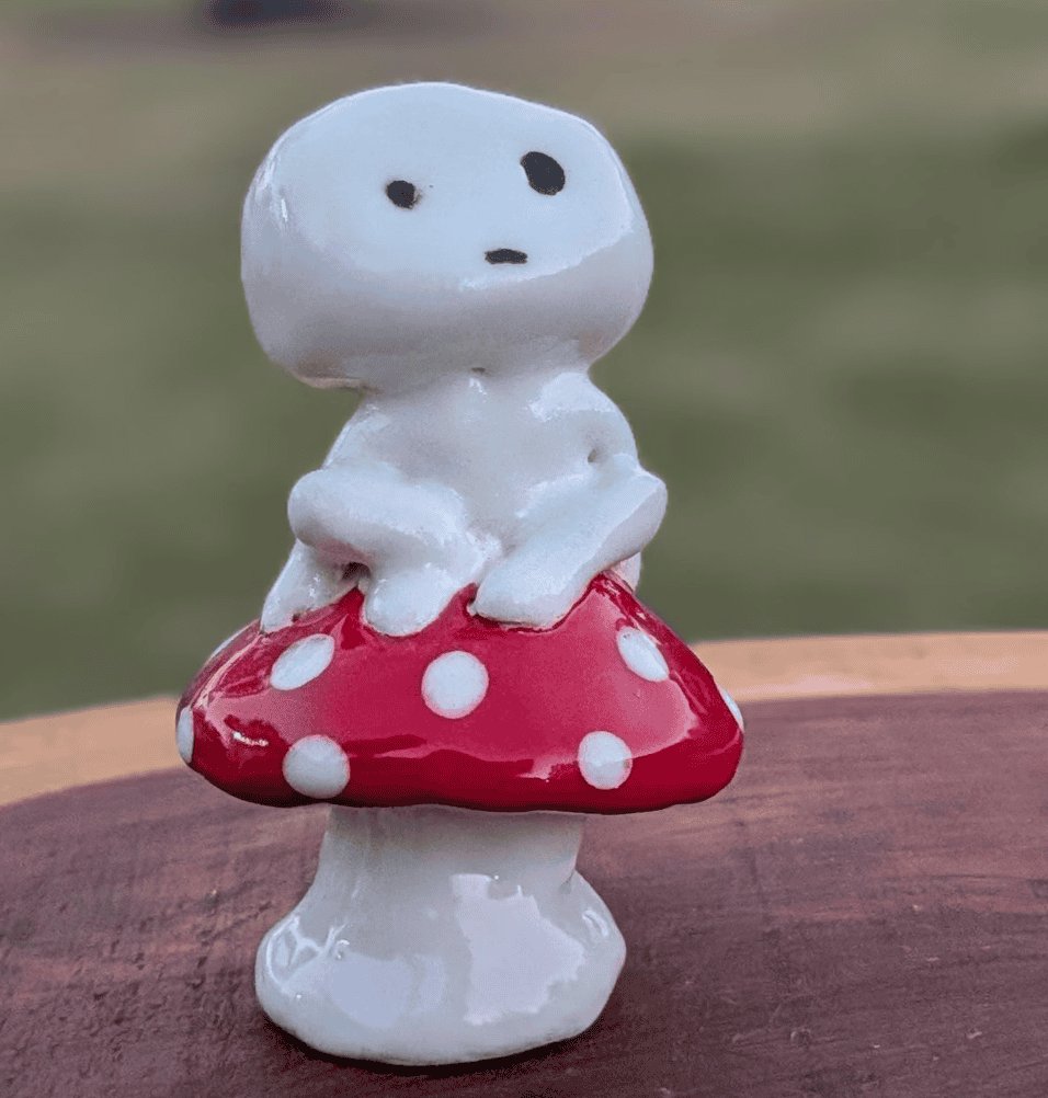 Handmade mushroom figurine from a Tomball-area maker