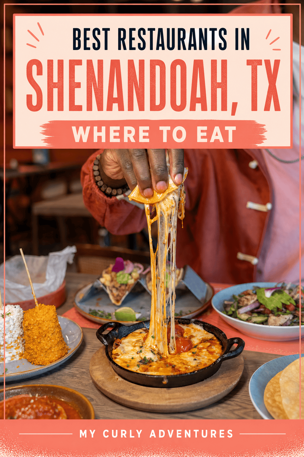 Pinterest graphic for the best restaurants in Shenandoah, Texas