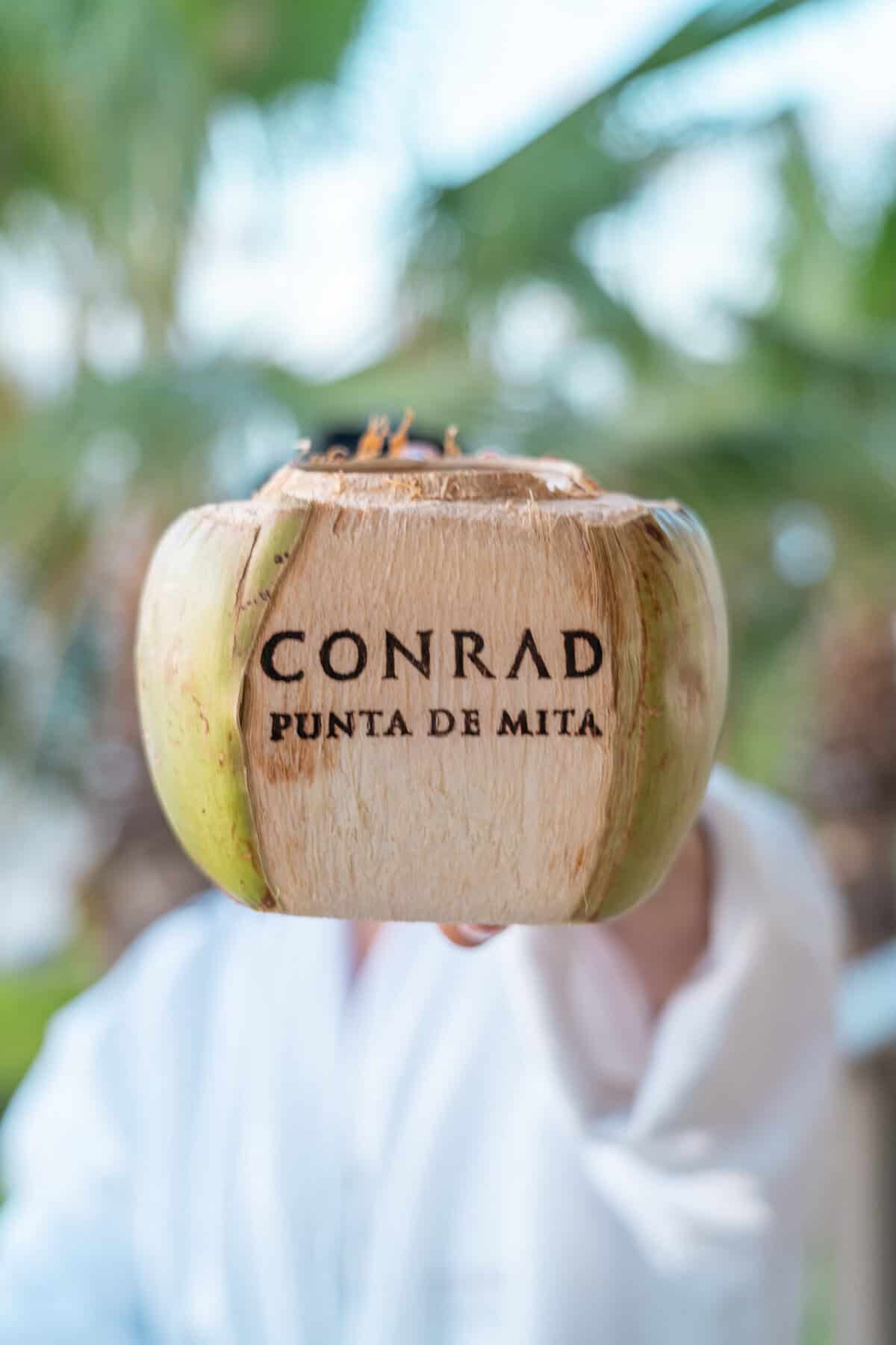 Fresh coconut drink at Conrad Punta de Mita.