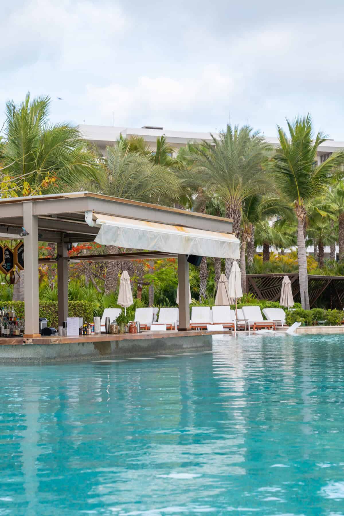 Adults-only swim-up pool bar at Conrad Punta de Mita.
