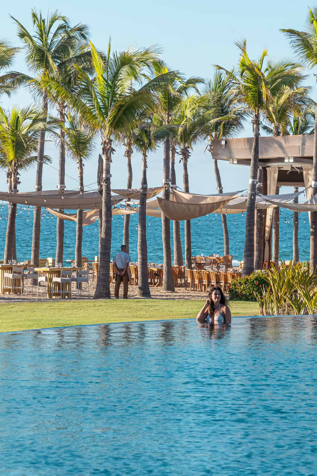 Infinity pool view toward the beach at Conrad Punta de Mita.