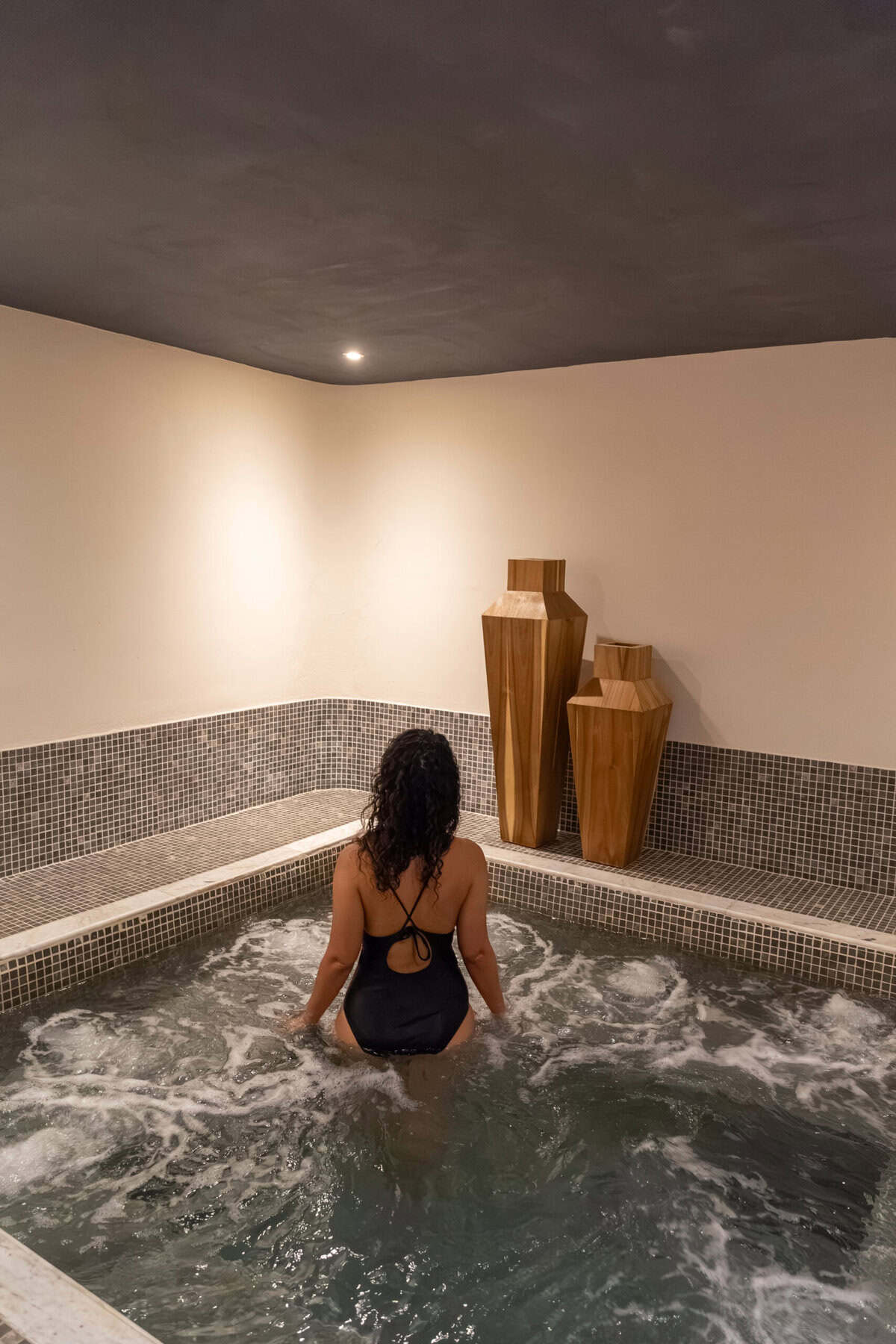 Indoor hydrotherapy pool at the spa at Conrad Punta de Mita.