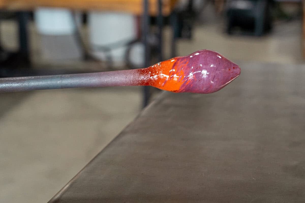 Glassblowing classes near Tomball TX with colorful pumpkin glass pieces