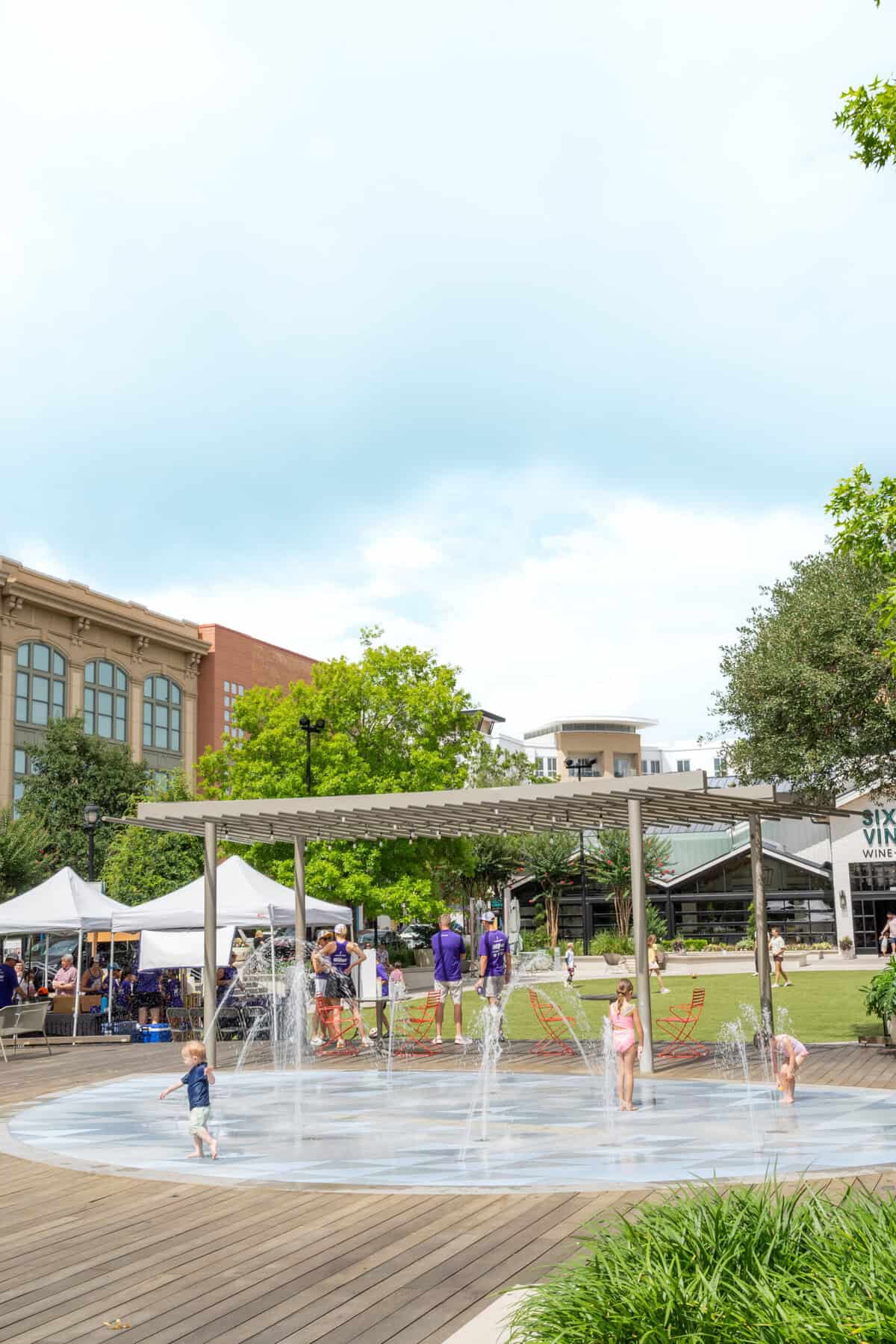 Splash pad and green space at Market Street in The Woodlands