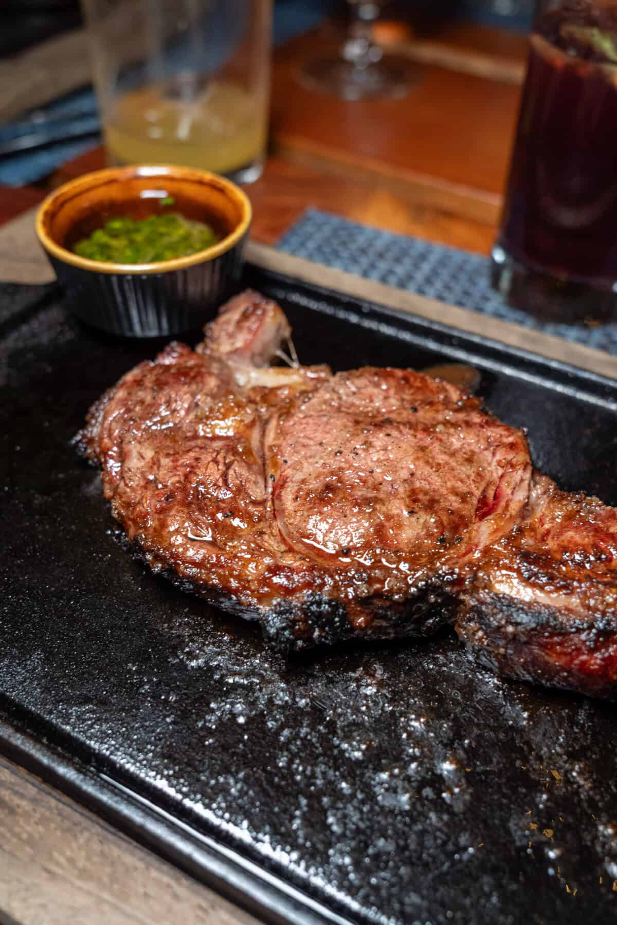 Dry-aged steak served at Mezquite restaurant at Conrad Punta de Mita.