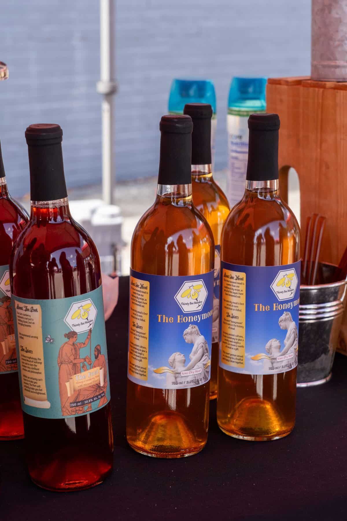 Bottled drinks are displayed at the Tomball Farmers Market.