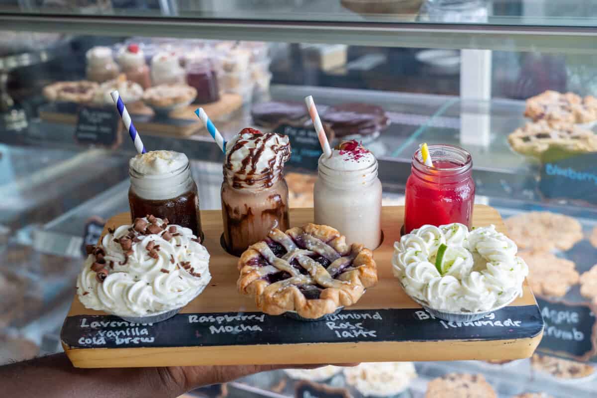 Pie and coffee flight at Victory Pie Co in Tomball TX