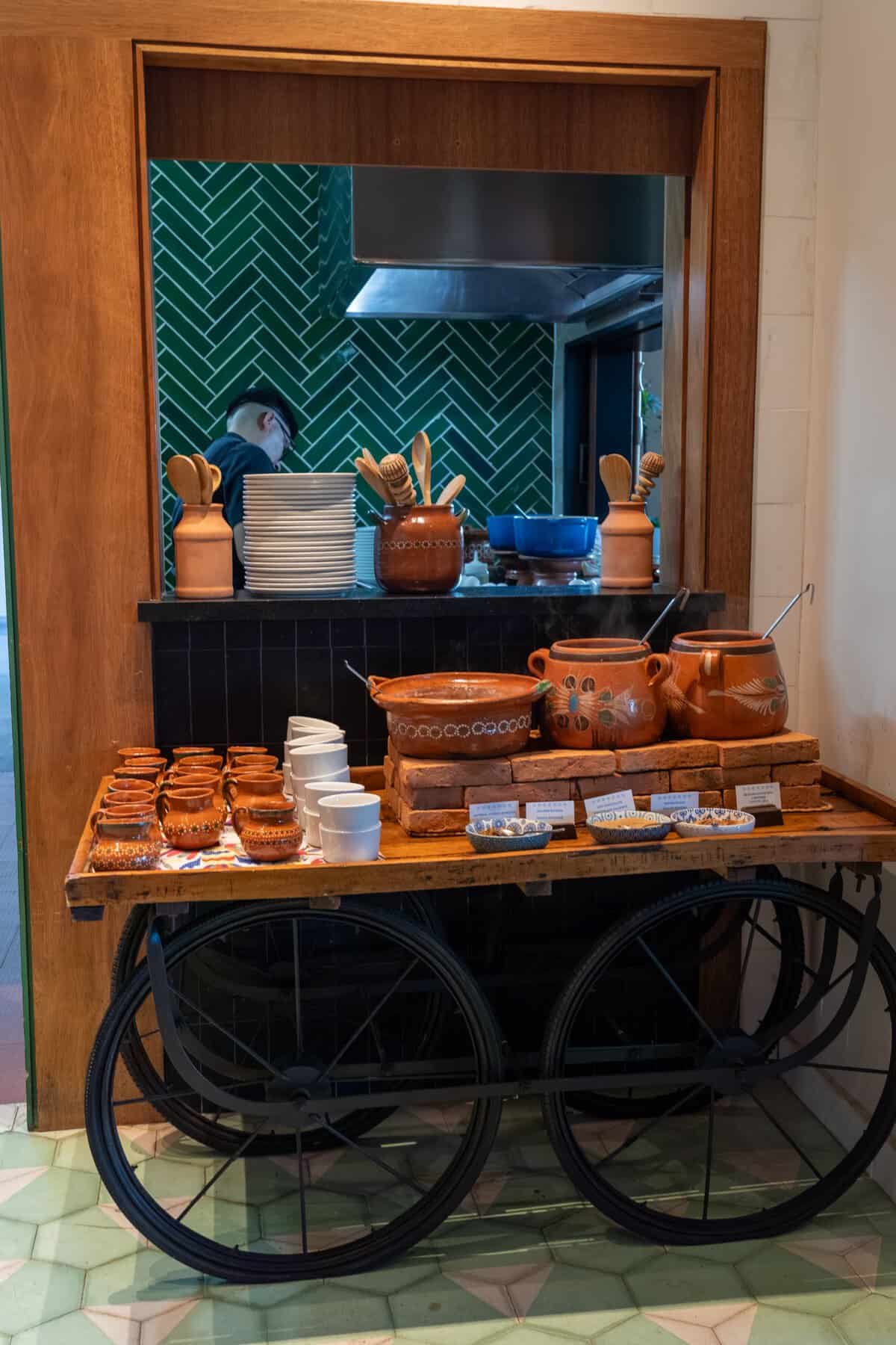 Cafe de olla and Mexican breakfast station at Arbol at Conrad Punta de Mita.