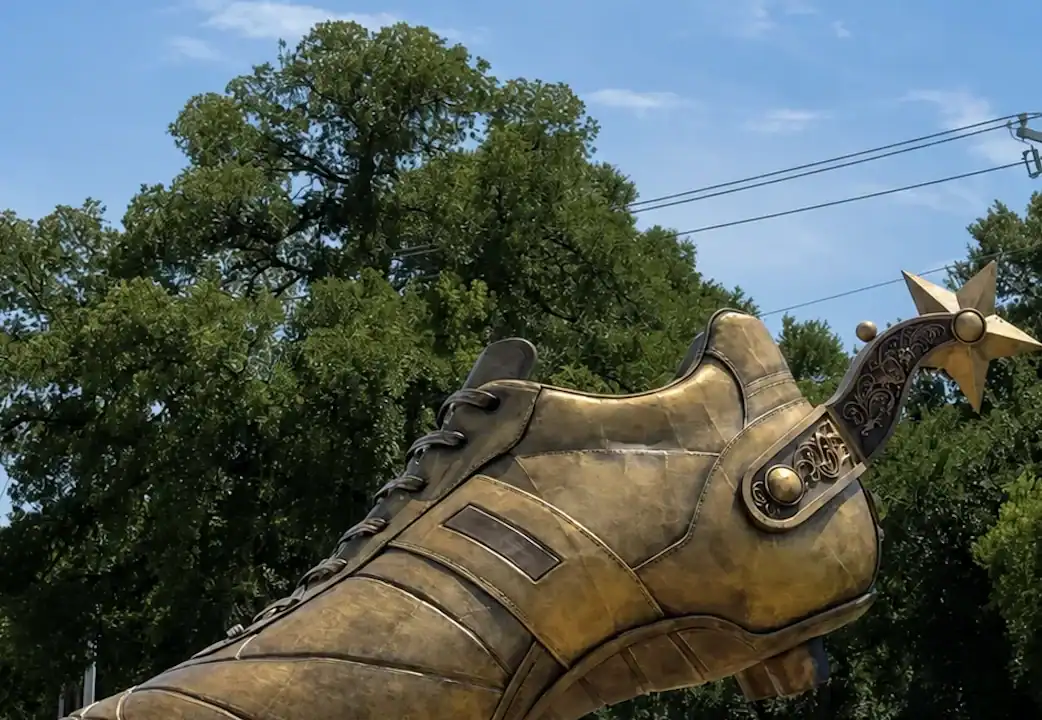Large Texan Golden Boot World Cup sculpture in Arlington, Texas