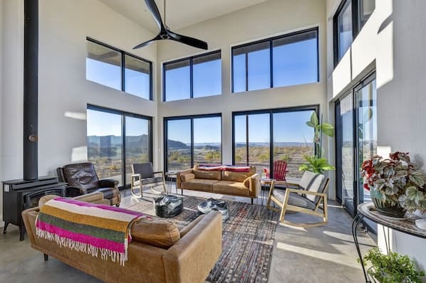 Living area inside a private home with panoramic views near Big Bend