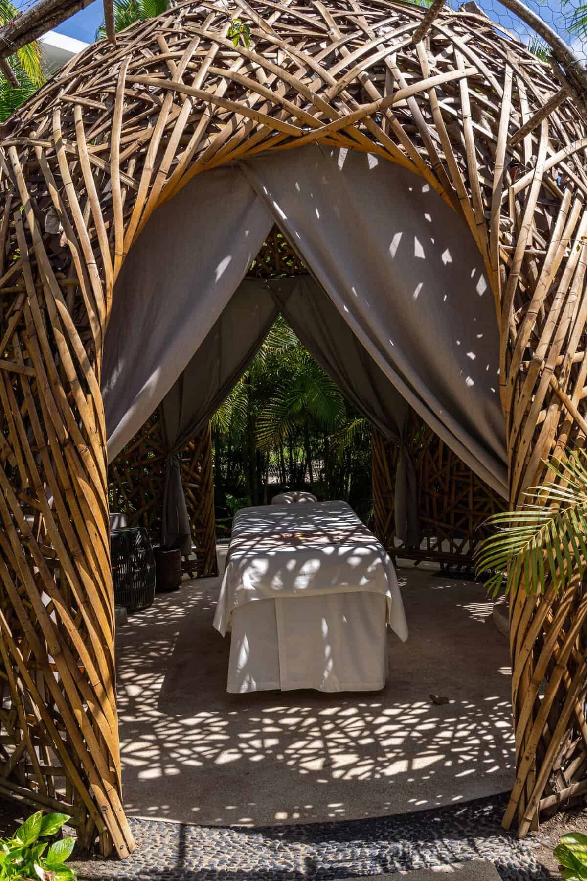 Outdoor massage nest at the spa at Conrad Punta de Mita.