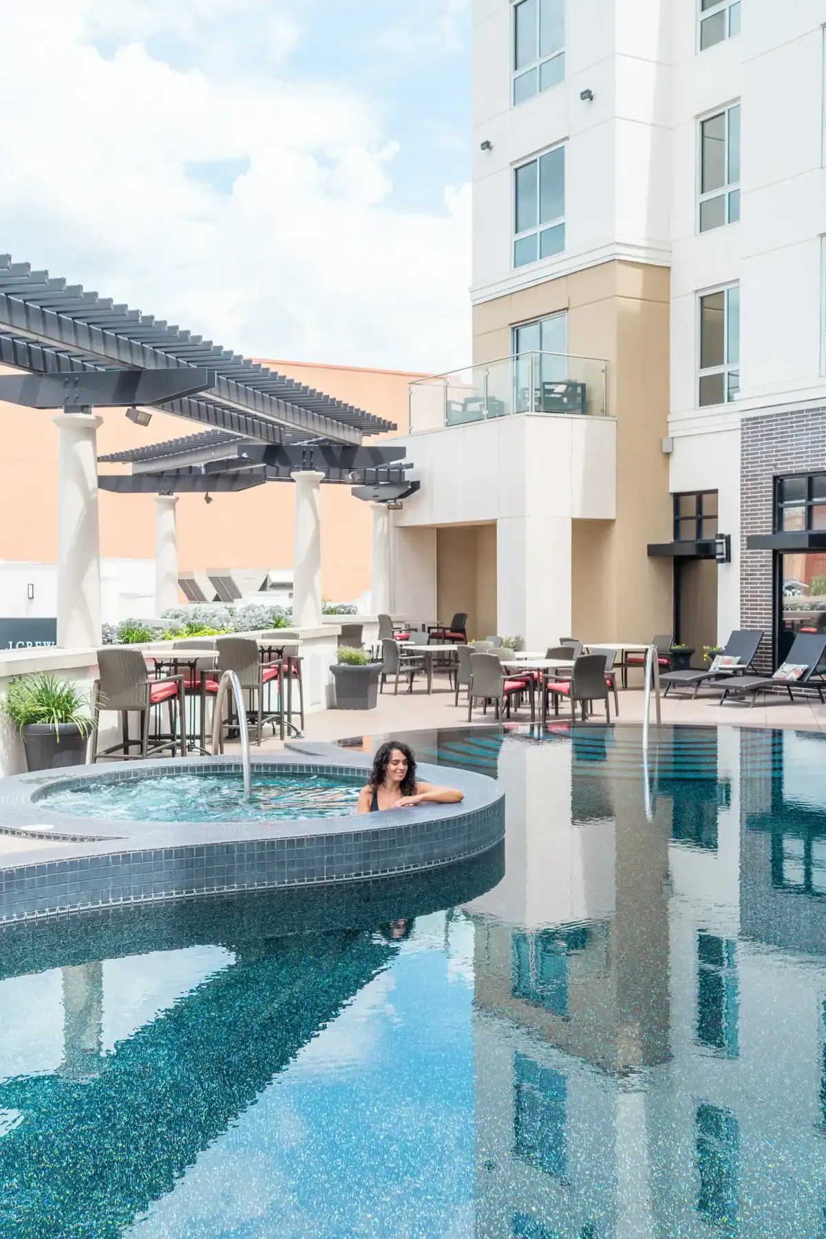 Jessica at the Hyatt Centric The Woodlands pool