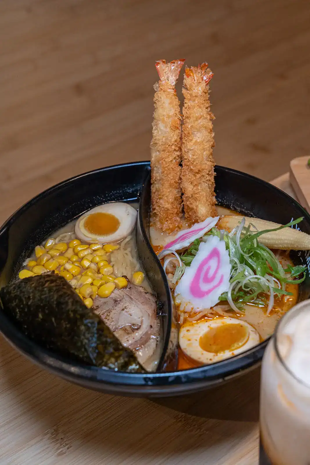Ramen with shrimp tempura at Kyuramen in Shenandoah