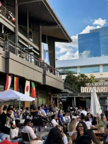 Crowd watching the World Cup at Legacy Hall in Plano, Texas