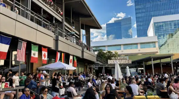 Crowd watching the World Cup at Legacy Hall in Plano, Texas