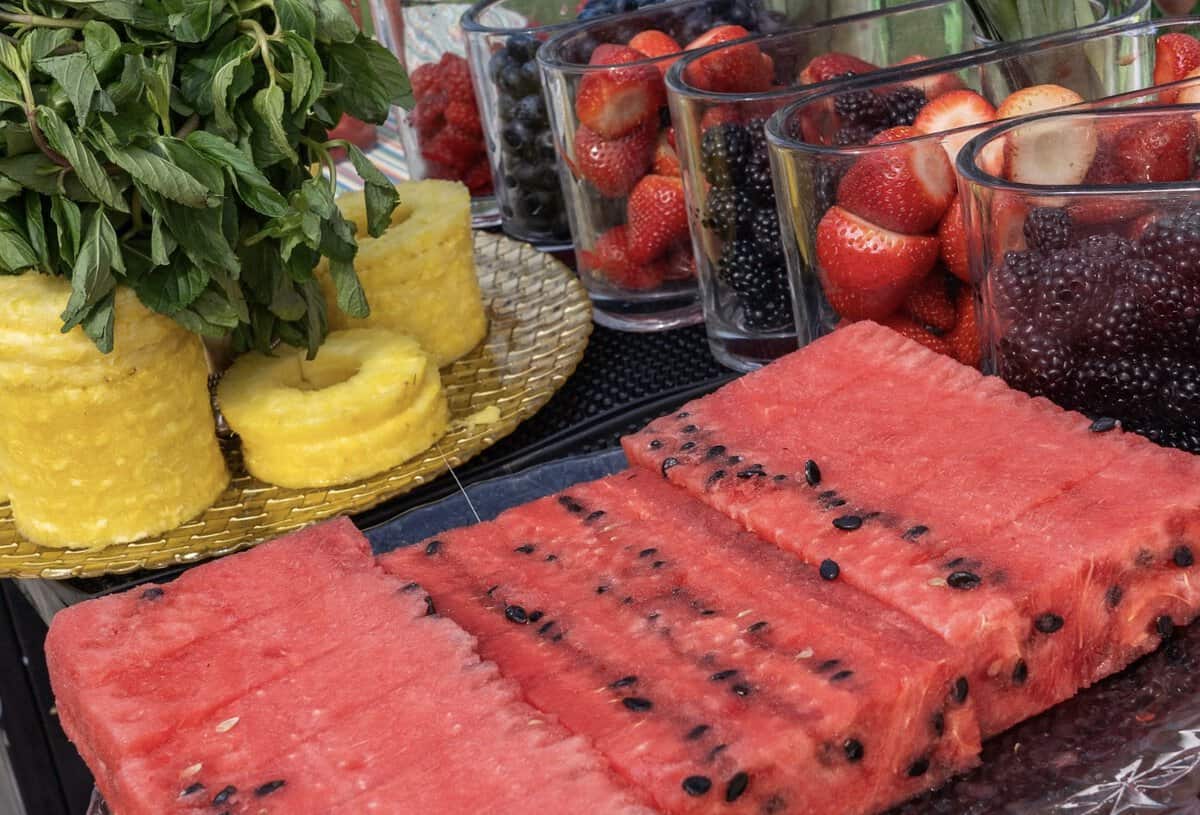 Fresh fruit and herbs for juices at ReBar Cafe and Juicestillery in Tomball
