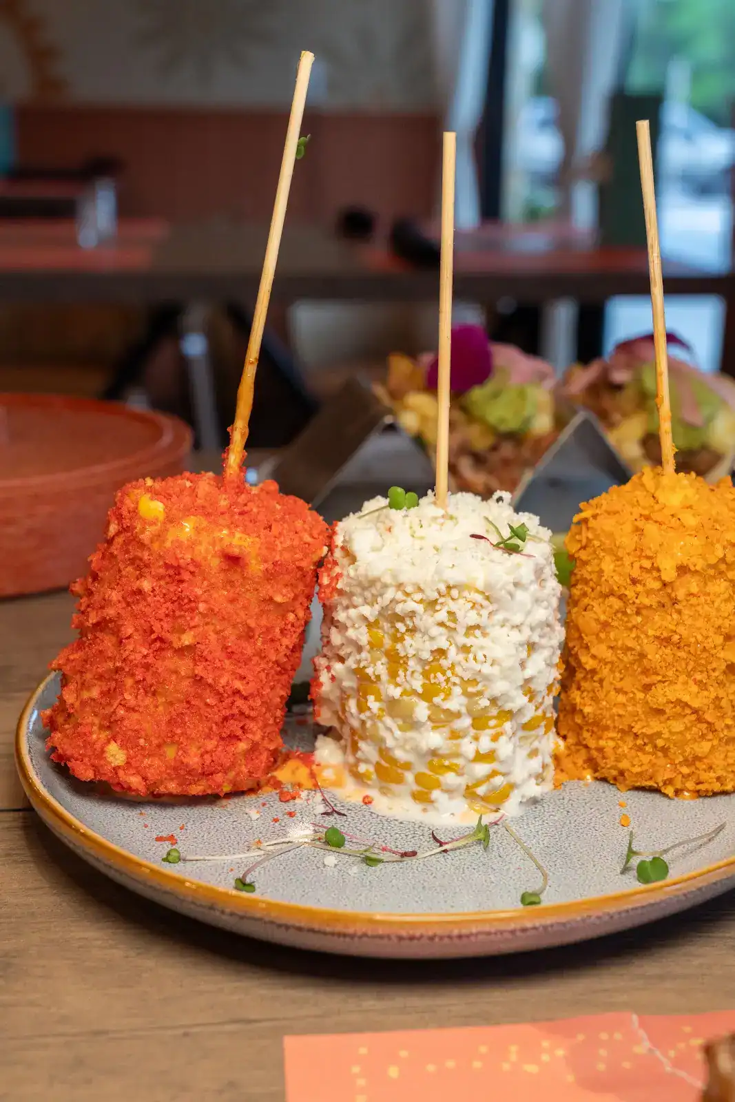 Three servings of elote at Sin Yolanda in Shenandoah