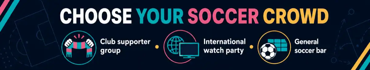 Choose your soccer crowd: club supporter group, international watch party, or general soccer bar