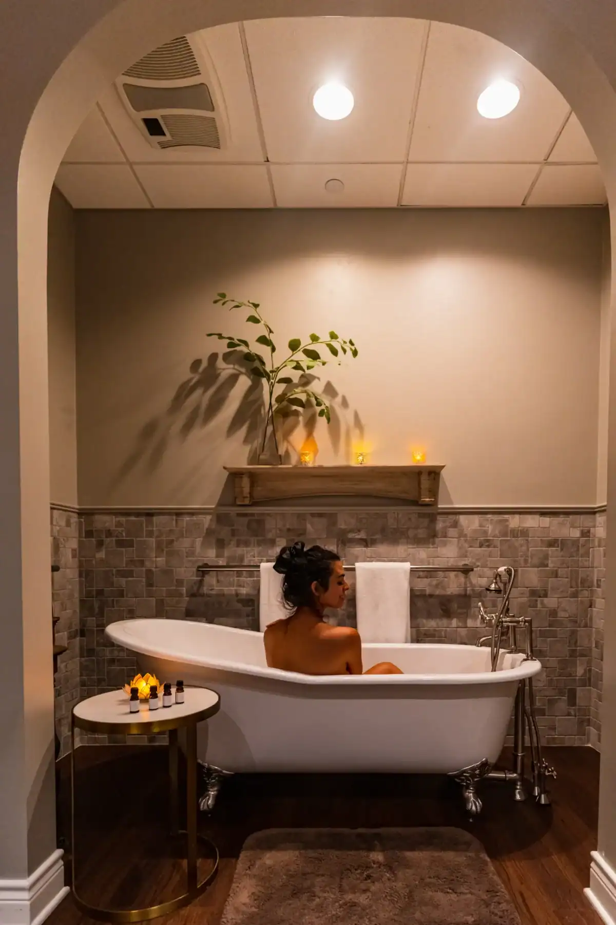 Jessica relaxing during a spa bath